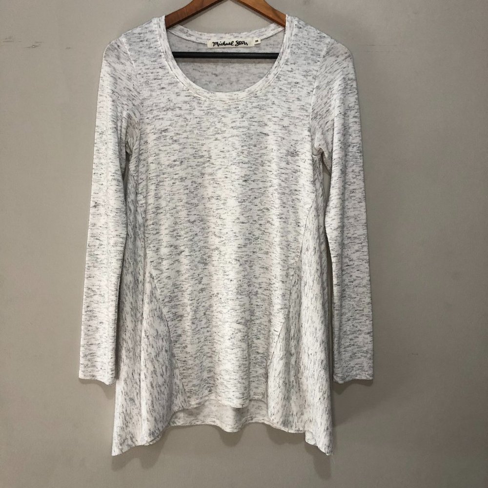 Michael Stars Long Sleeve Round Neck Sweater Grey/White Size XSmall